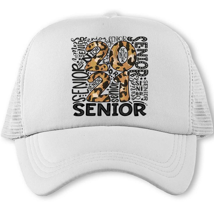 Senior 2021 Grad Class Of 2021 Graduation Leopard Cheetah Trucker Cap