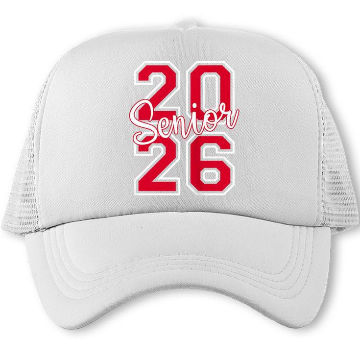 Senior 2026 Graduation Varsity Red Letters On The Back Trucker Cap