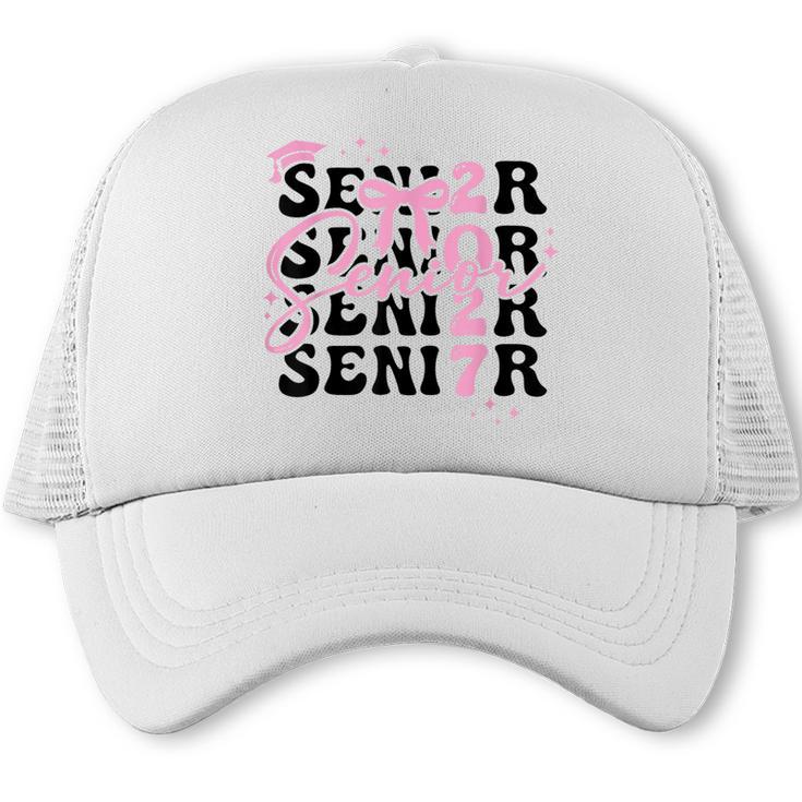 Senior 2027 Class Of 2027 Coquette Pink Bow Graduation 2027 Trucker Cap