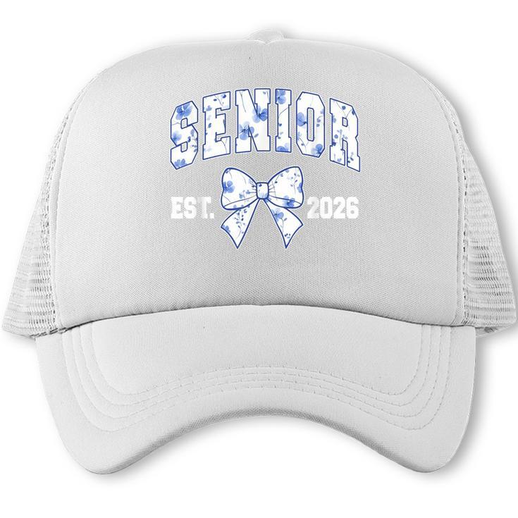 Senior Class Of 2026 Graduation Girly Floral Coquette Bow Trucker Cap
