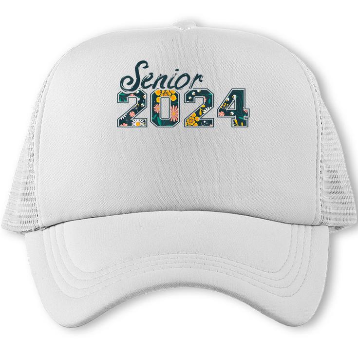 Senior Graduation Class Of 2024 Cute Senior 2024 Flowers Trucker Cap