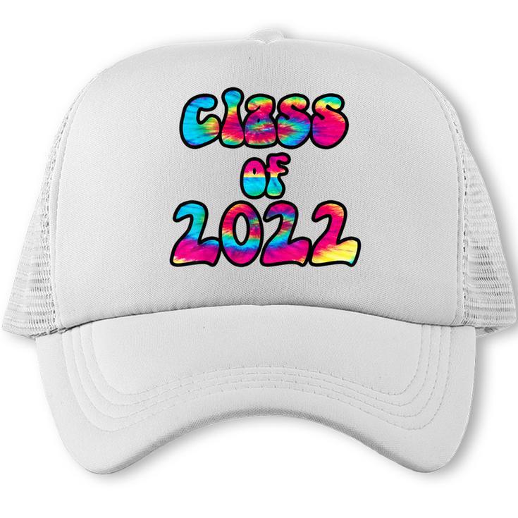 Senior Year 2022 Class Of 2022 Graduation Tie Dye Groovy Trucker Cap