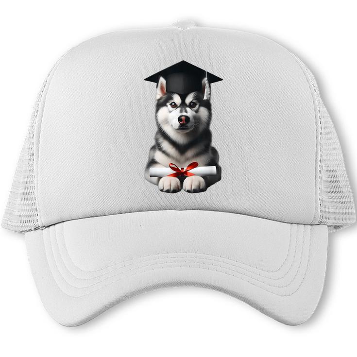 Siberian Husky Dog Graduation Cap Training School Graduate Men Women Kids Trucker Cap