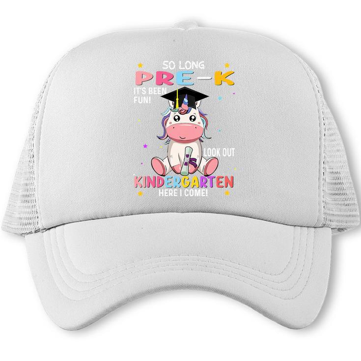 So Long Pre k Graduation 2025 Look Out Kindergarten Girls Premium Tri-Blend Trucker Cap