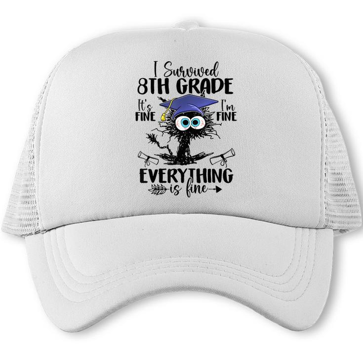 I Survived 8th Grade Graduated  Cat Graduation Trucker Cap