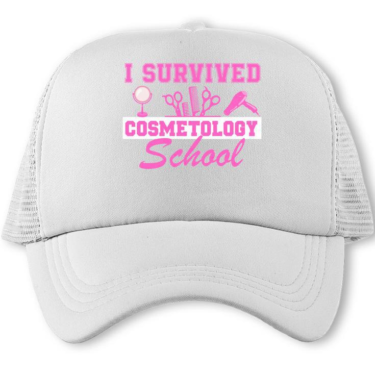 I Survived Cosmetology School Graduation Cosmetology Grad Trucker Cap
