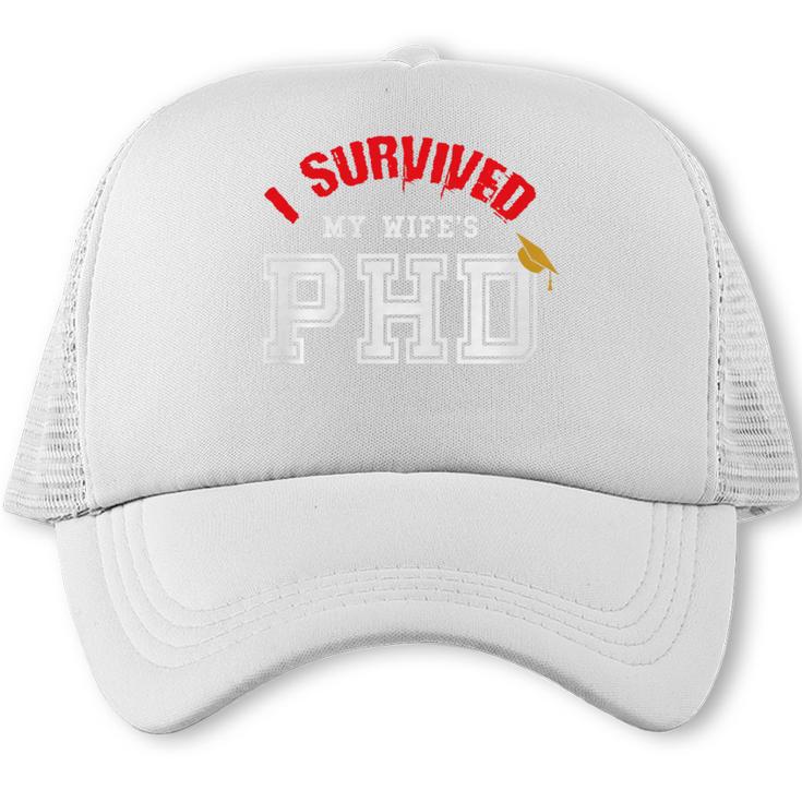 I Survived My Wife's PhD Graduation Slim Fit Shirt Trucker Cap