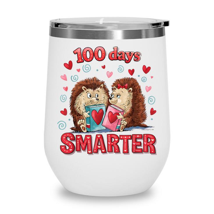 100 Days Smarter Shirt Cute Hedgehog Love Books School Tee Wine Tumbler