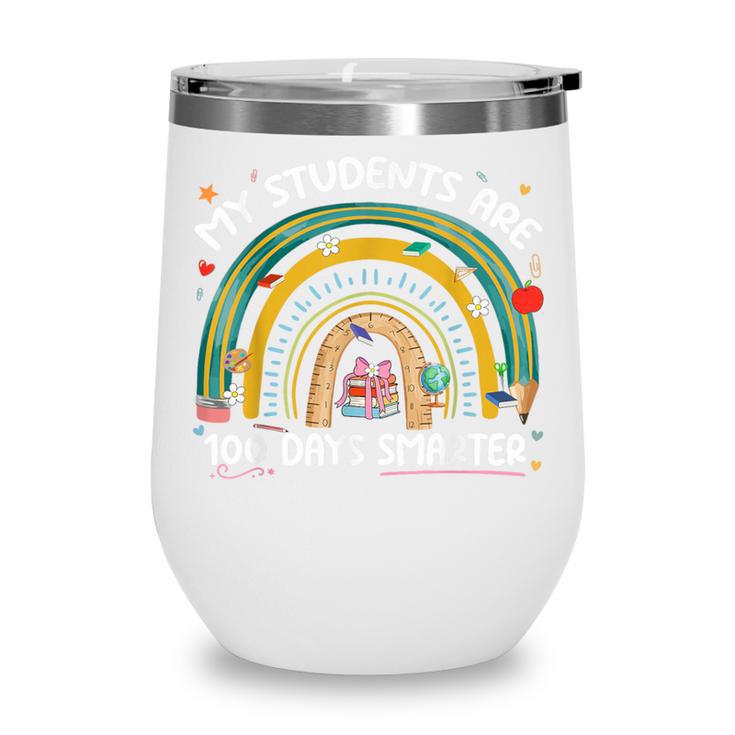 100th Day Of School Teachers Students Women Floral Books Wine Tumbler