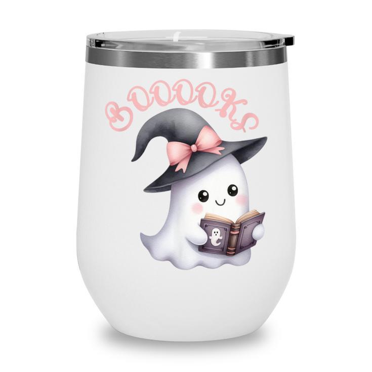 Boo Ghost Books Coquette Bow Halloween Women School Teacher Wine Tumbler