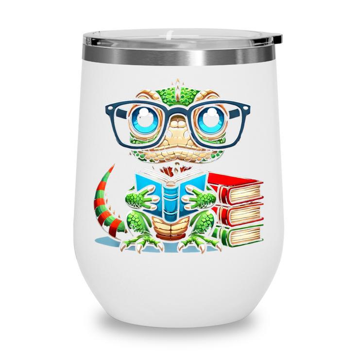 Book Lover Reading Iguana Wine Tumbler