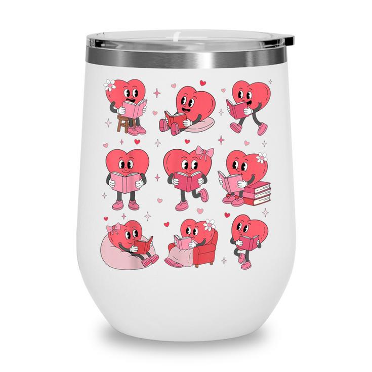 All Booked For Valentine Book Teacher Kids Girls Boys Wine Tumbler