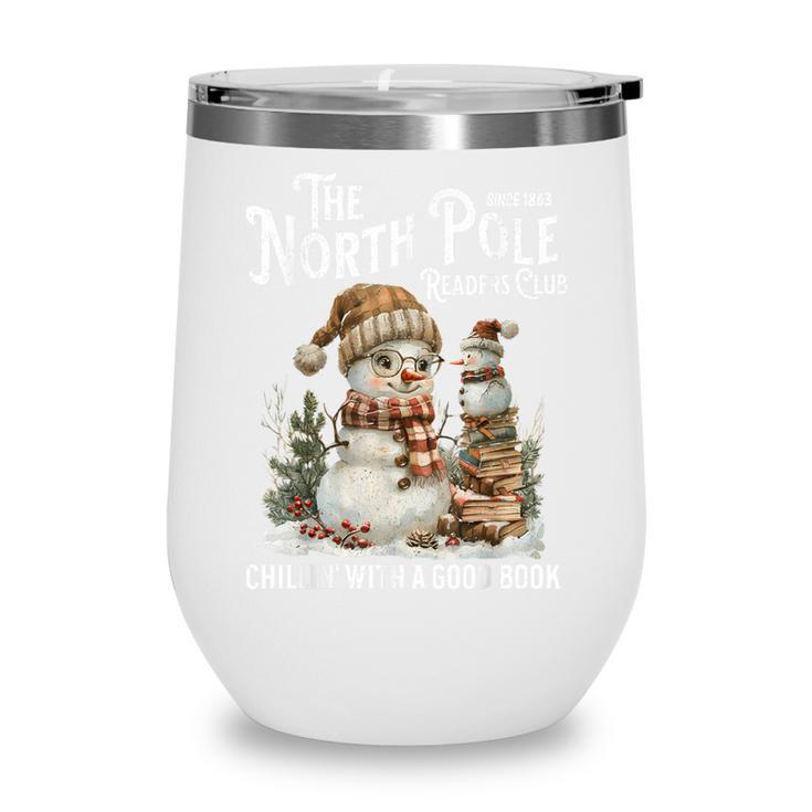 Bookish Christmas North Pole Book Club Snowman Book Worm Wine Tumbler