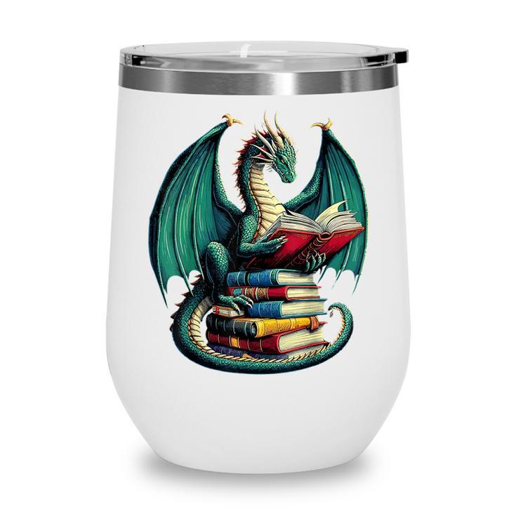 Books Dragon Reading Book Lover Wine Tumbler