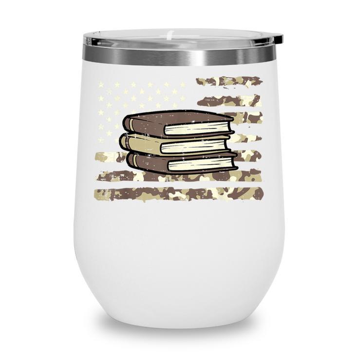Camo Across America Read Reading Book Librarian Men Women Wine Tumbler