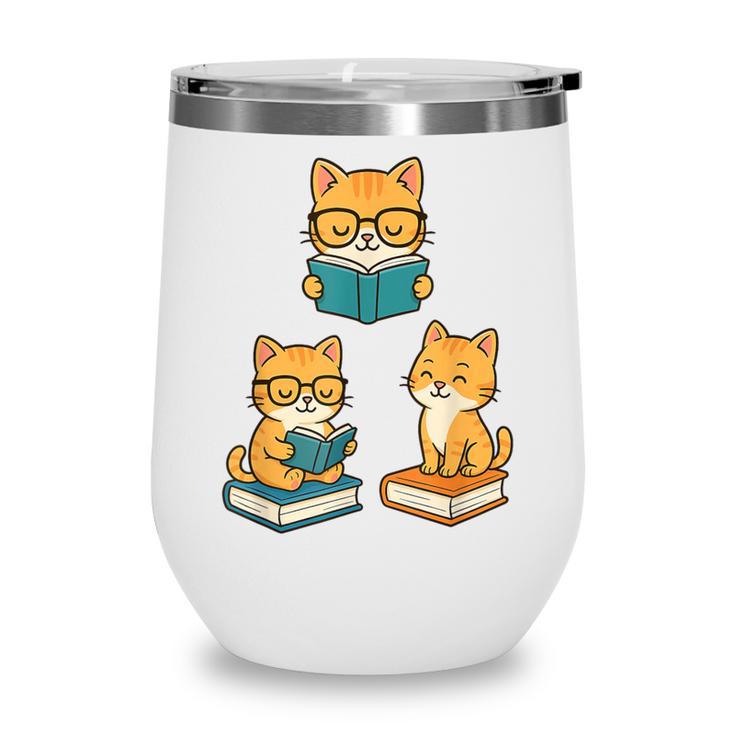 Cats Reading Book Lover Reading Bookworm Reader Wine Tumbler