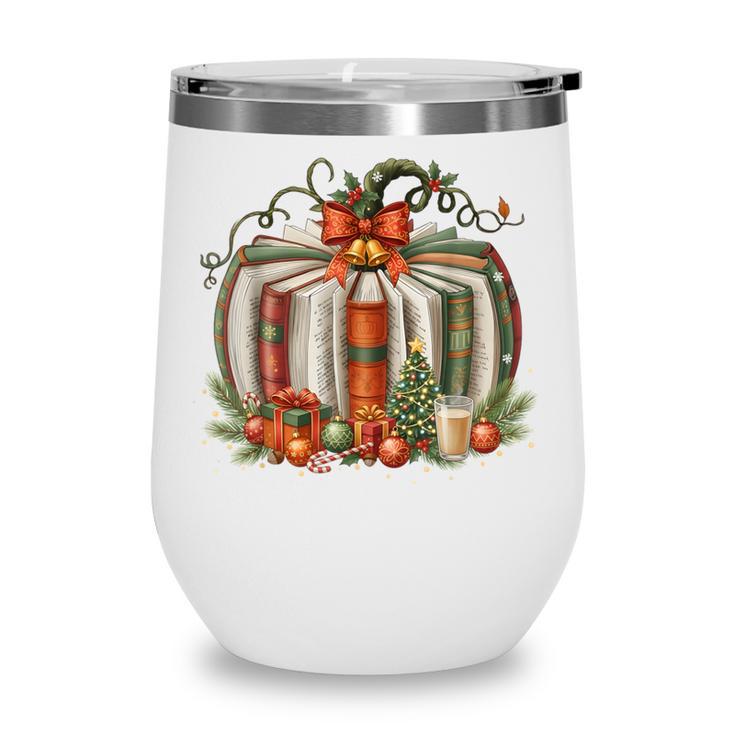 Christmas Book Pumpkin Reading Holiday Lovers Teacher Wine Tumbler