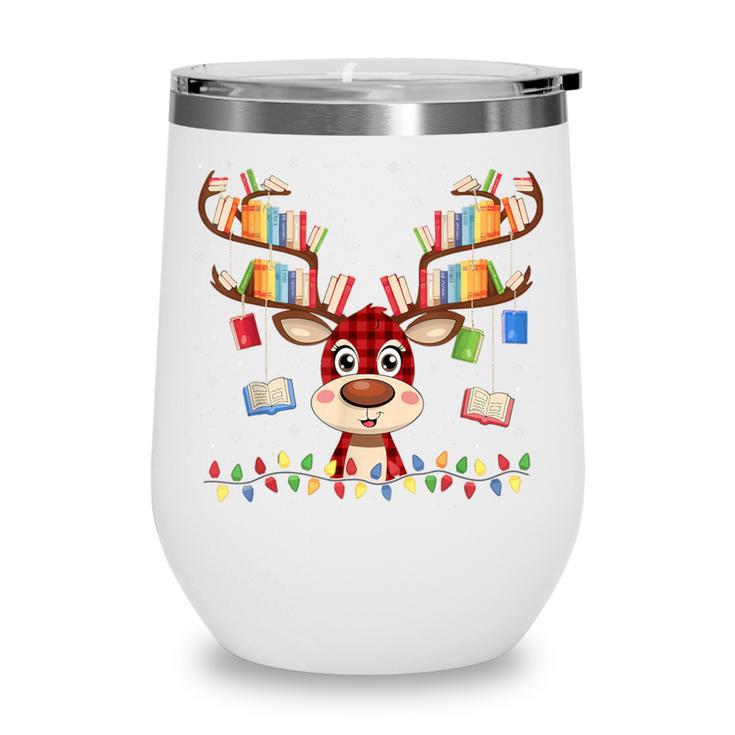 Christmas Librarian Reindeer Matching Book Lover Wine Tumbler