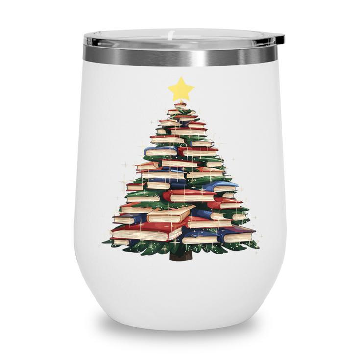 Christmas Tree Books Book Reading Bookworm Wine Tumbler