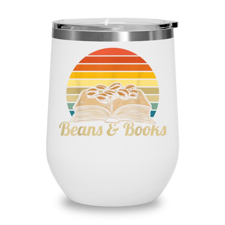 Coffee Beans & Books Retro Bookworm Librarian Wine Tumbler