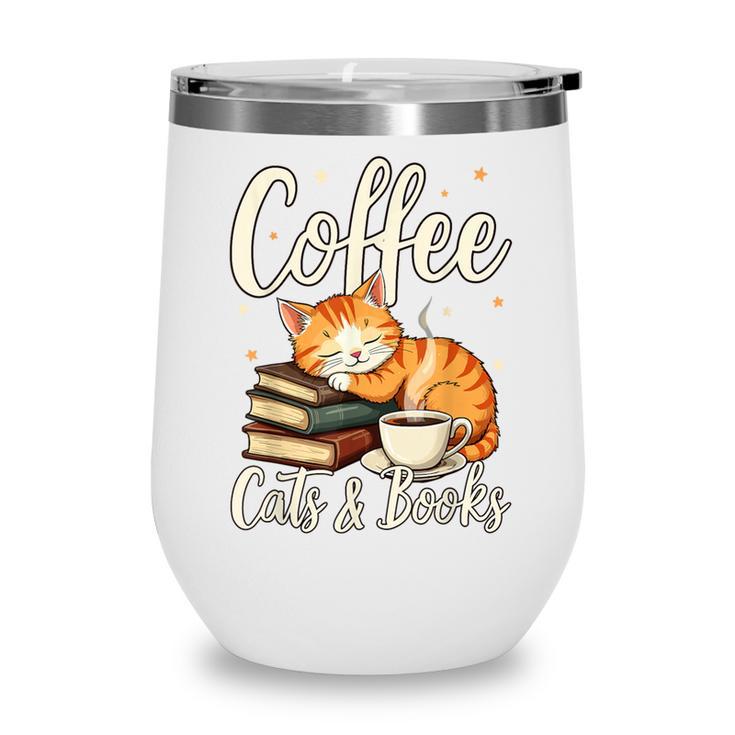Coffee Cats And Books Lover For Women & Men Coffee Wine Tumbler
