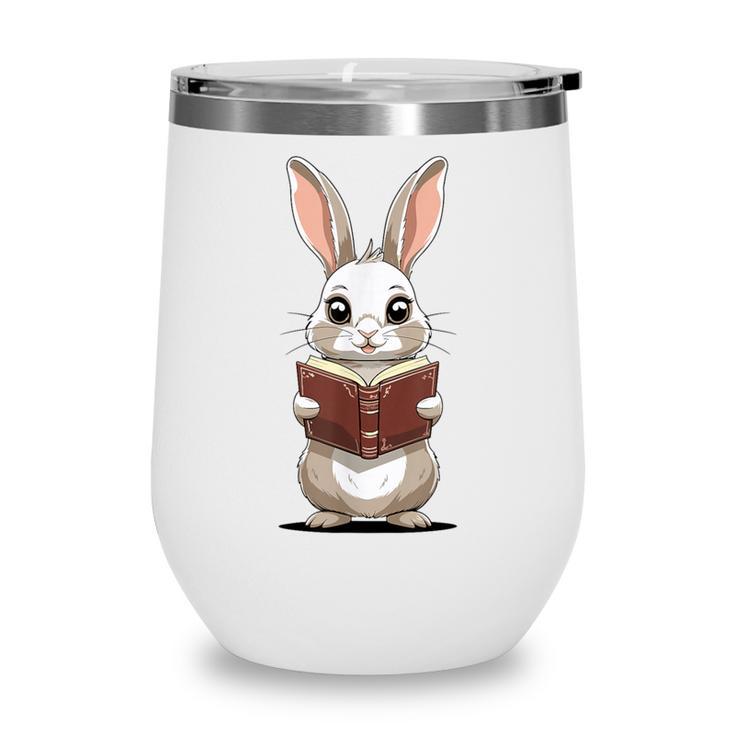 Cute Bookworm Bunny Reading For Kids And Teachers Wine Tumbler