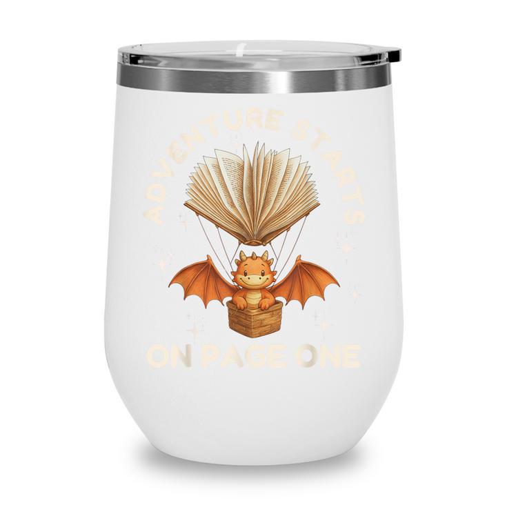Cute Dragon Book Hot Air Balloon Adventure Fantasy Reading Wine Tumbler