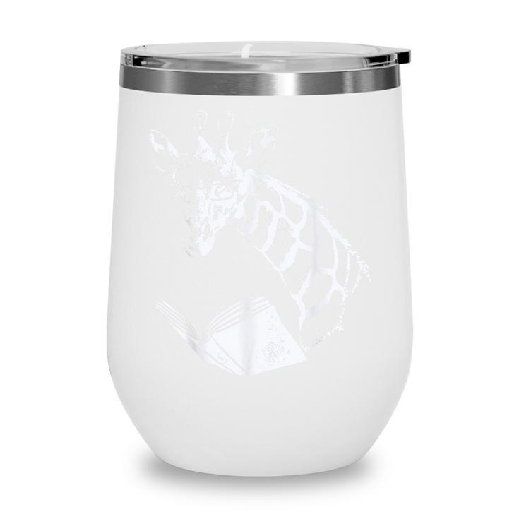 Cute Giraffe Wear Glasses Reading Book Librarian Bookworm Wine Tumbler