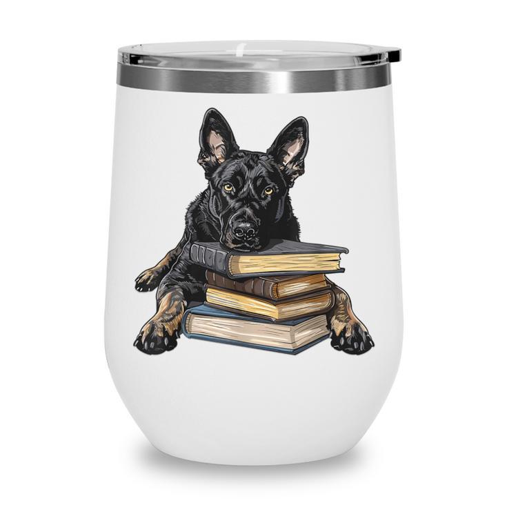 Dutch Shepherd Books Reading Dog Breed Graphic Wine Tumbler