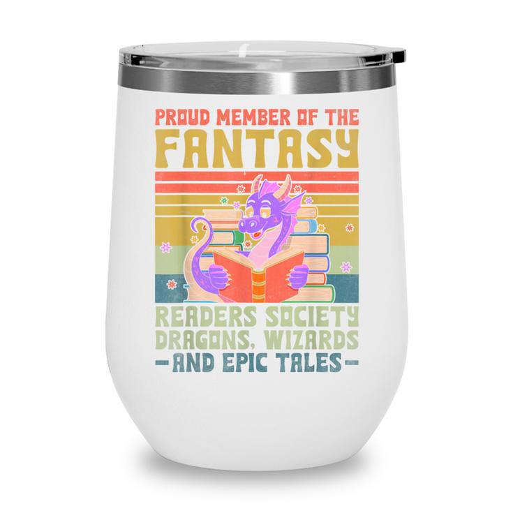 Fantasy Reader Society Reading Book Retro Bookworm Reader Wine Tumbler