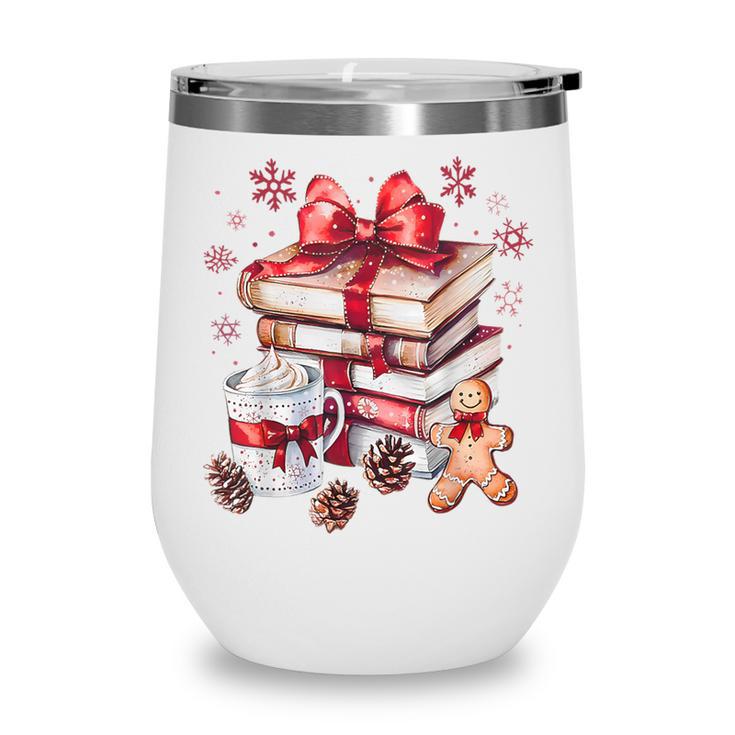 Girly Coquette Gingerbread Books And Hot Cocoa Cozy Season Wine Tumbler