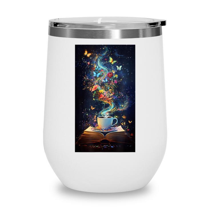 Magical Book Floral Coffee Books Nature Fantasy Wine Tumbler