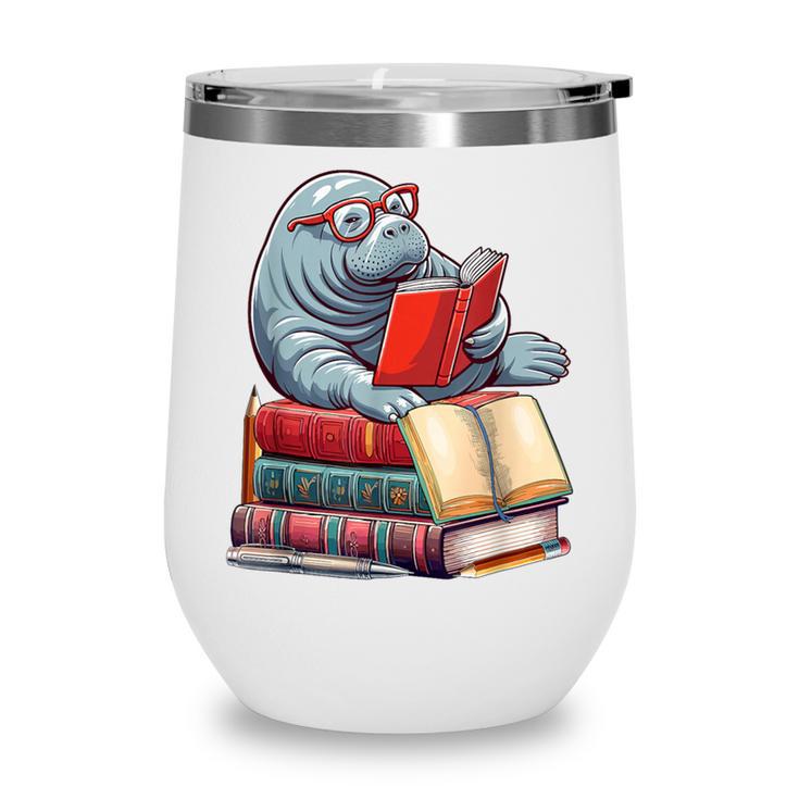 Manatee Reading Books Matching Bookworm Readers Librarian Wine Tumbler
