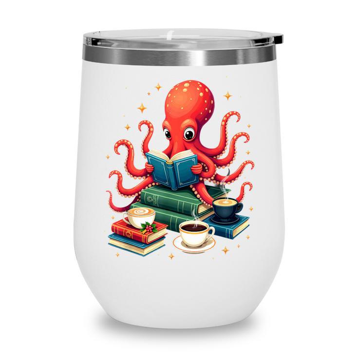 Octopus Reading Books Tea Coffee Wine Tumbler