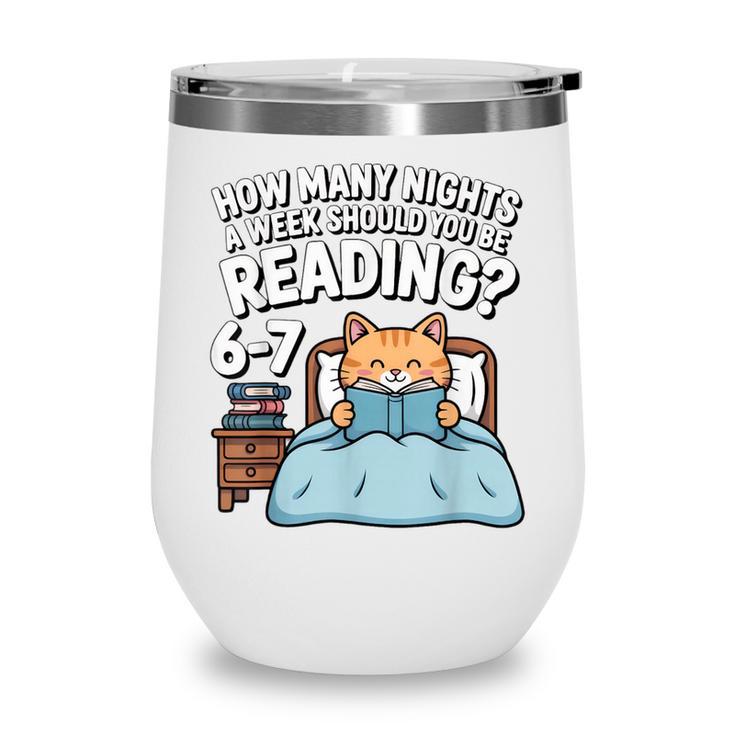 Orange Cat Reading Book 67 Six Seven Meme Wine Tumbler