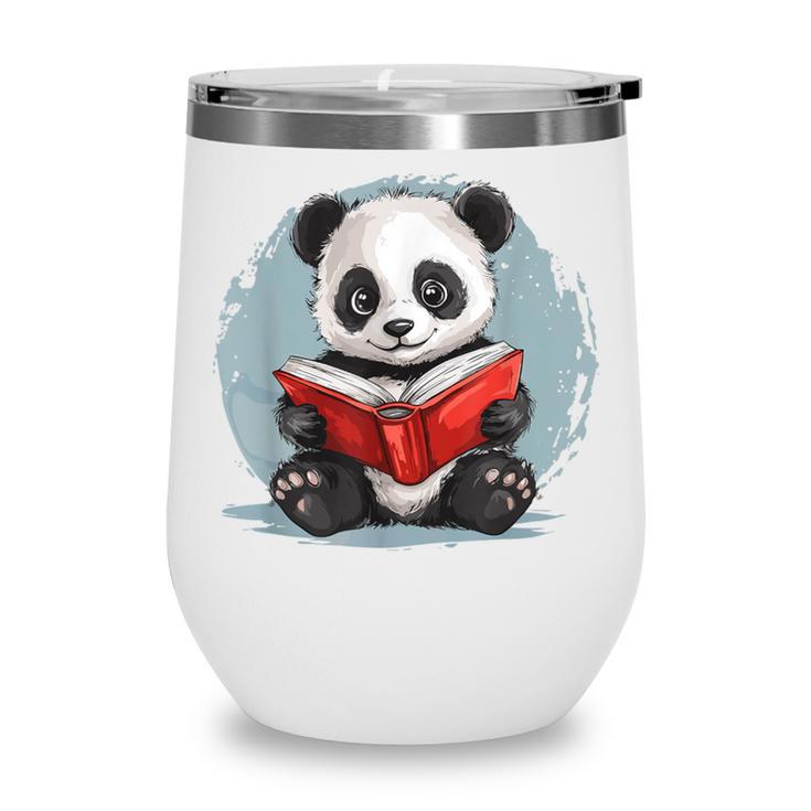 Panda With Book For Reading Enthusiasts Wine Tumbler