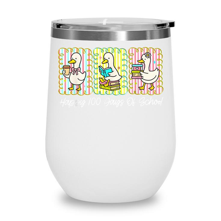 Preppy 100 Days Of School Goose Coffee Books Teacher Life Wine Tumbler