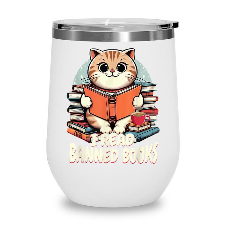 I Read Banned Books Shirt Cat Lover Bookworm Reader Men Women Kids Wine Tumbler