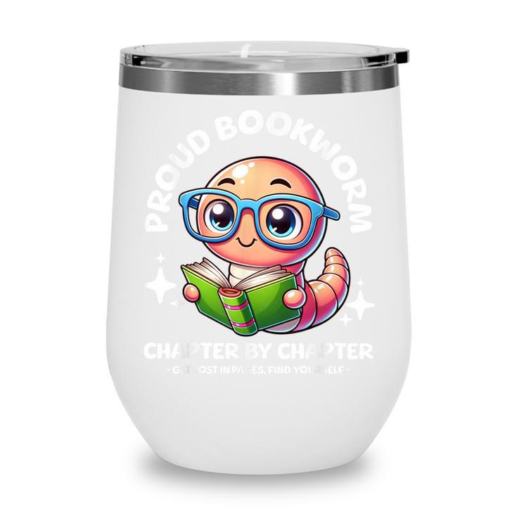 Reading Book Lovers Glasses Cartoon Worm Books Cute Bookworm Wine Tumbler