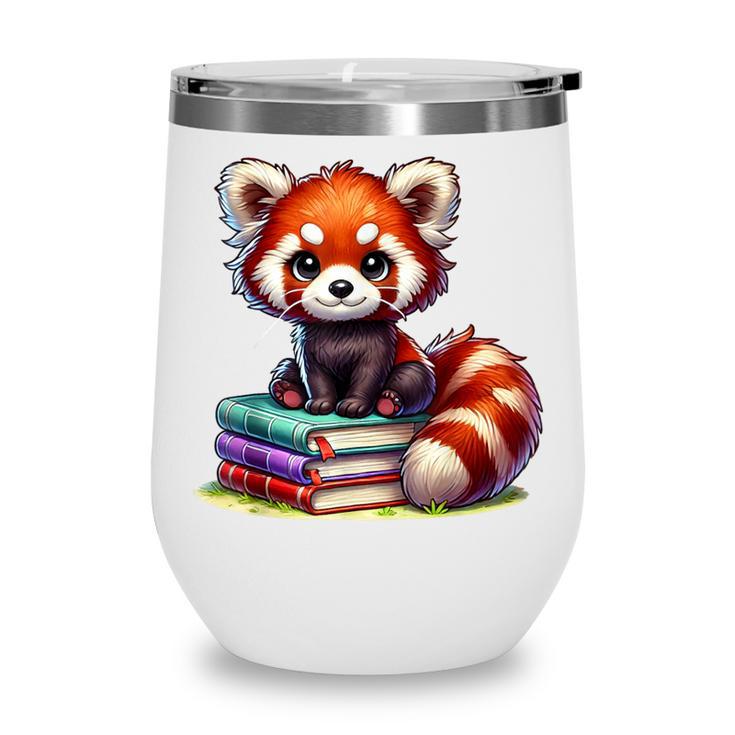 Red Panda Books Lover Reading Bookworm Wine Tumbler