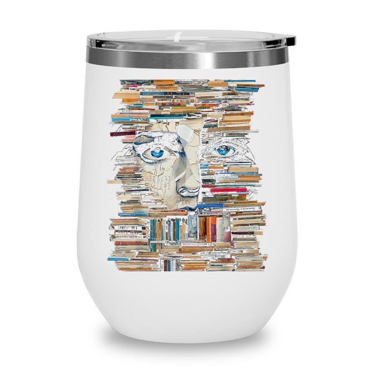 RtY Book Man Graphic Eyes Colorful Art Small Wine Tumbler
