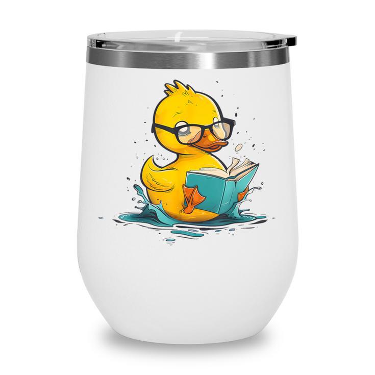 Rubber Duck Reading Book Reader Books Rubber Duckie Wine Tumbler
