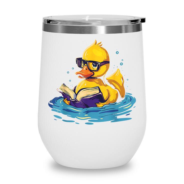 Rubber Duck Reading Book Swim Rubber Duckling Rubber Duckie Wine Tumbler