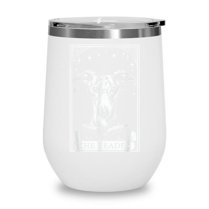 Tarot Card Vintage Whippet Dog Book Lover The Reader Wine Tumbler