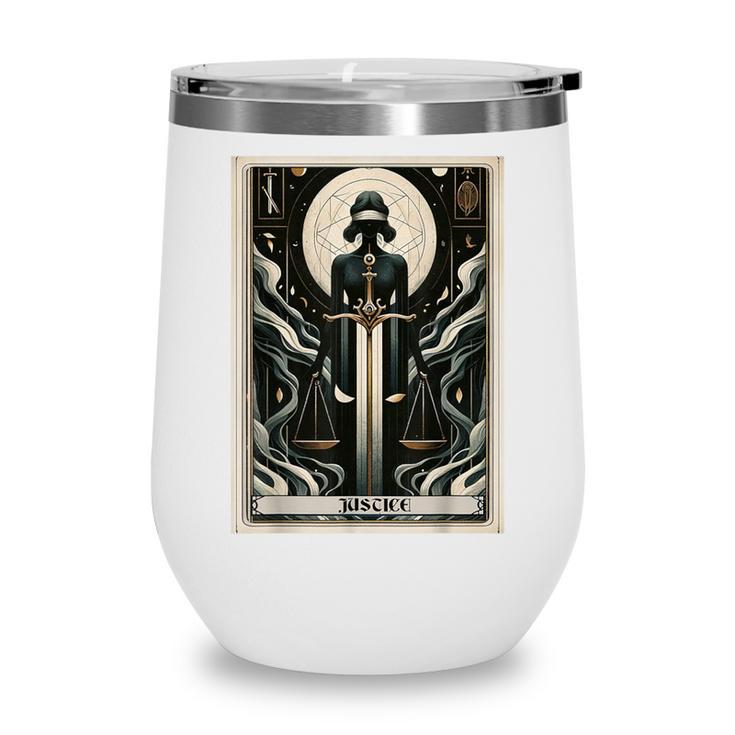 Tarot Cards Guide Book Esoteric Mysticism Clothing Tarot Card Justice Wine Tumbler