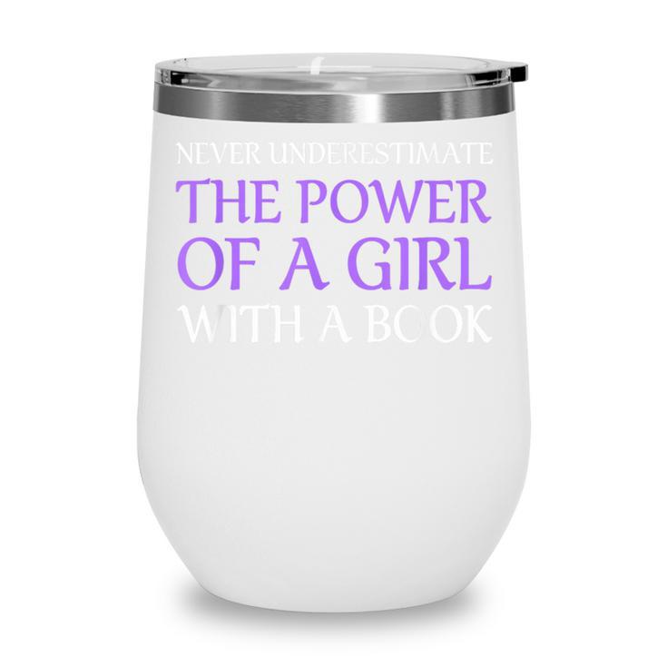 Never Underestimate Girl With A Book Women Inspiration Quote Wine Tumbler