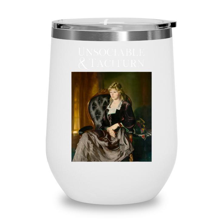 Unsociable And Taciturn Jane Austin Quote Book Classic Lit Wine Tumbler