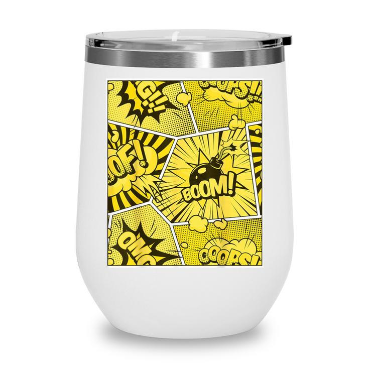 Varsity-Gold Yellow Comic Book University Varsity-Gold Wine Tumbler