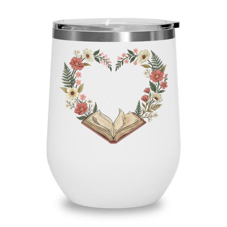 Vintage Book Lover Valentine Heart Wine Tumbler