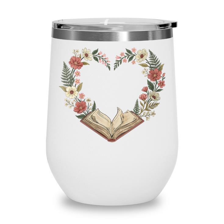 Women's Vintage Book Lover Valentine Heart Wine Tumbler